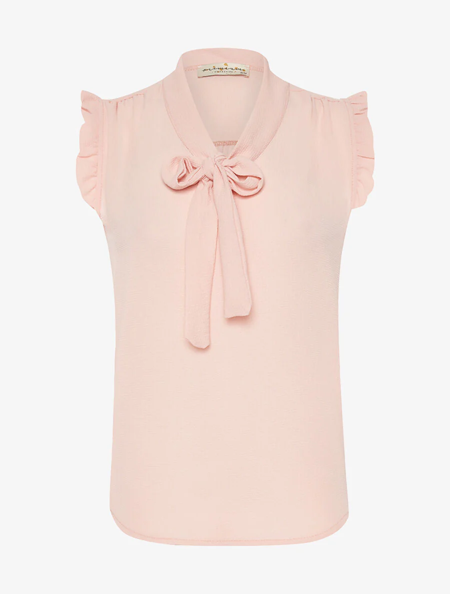 Blouse met striksluiting - Lichtroze