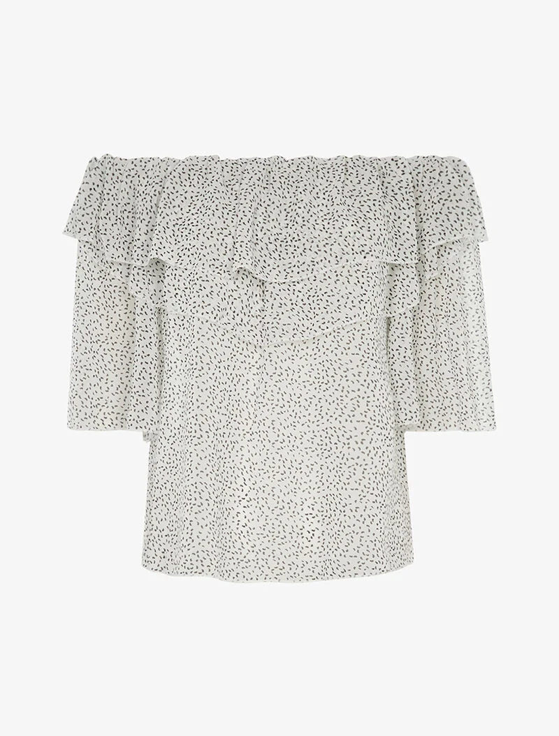 Transparante blouse met stippen - wit