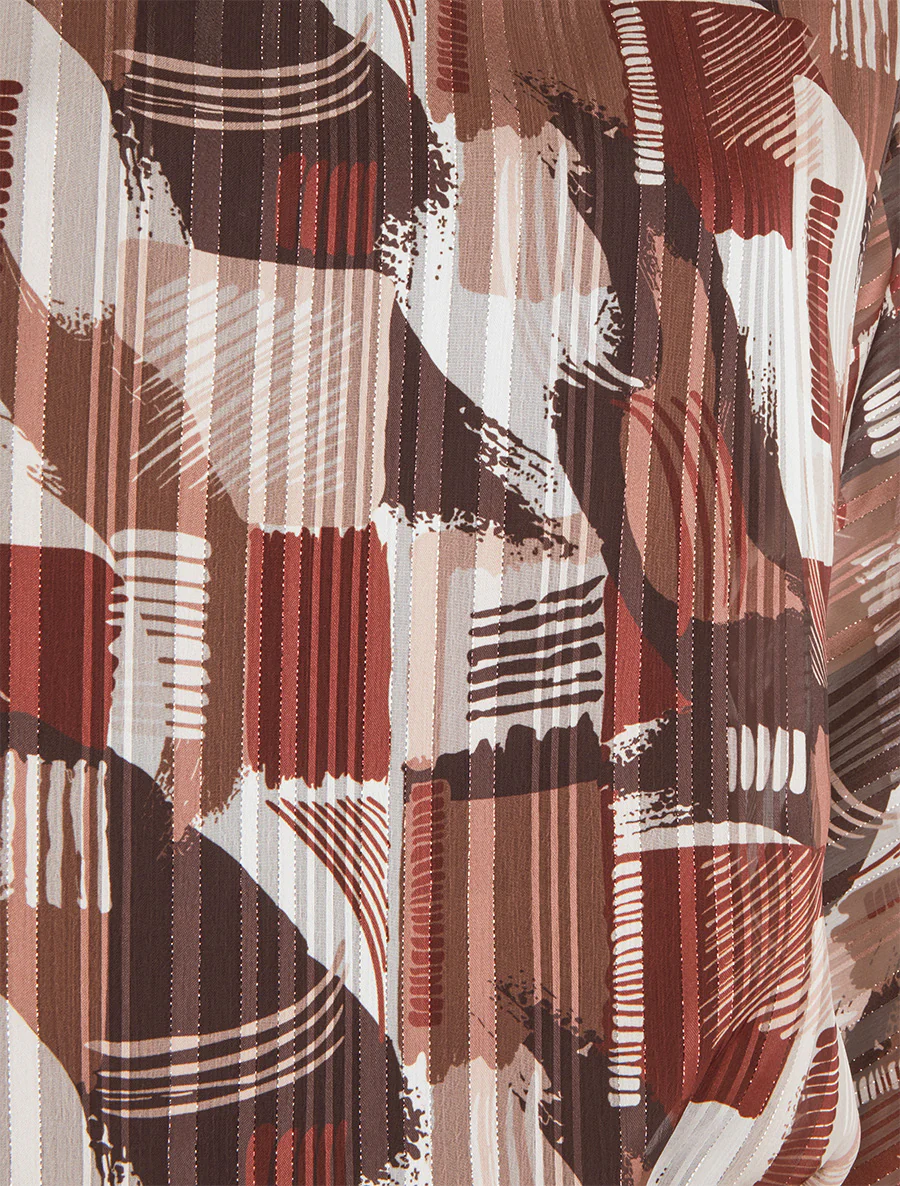 Blouse van voile met fantasieprint en iriserend detail - Bruin - Image 3