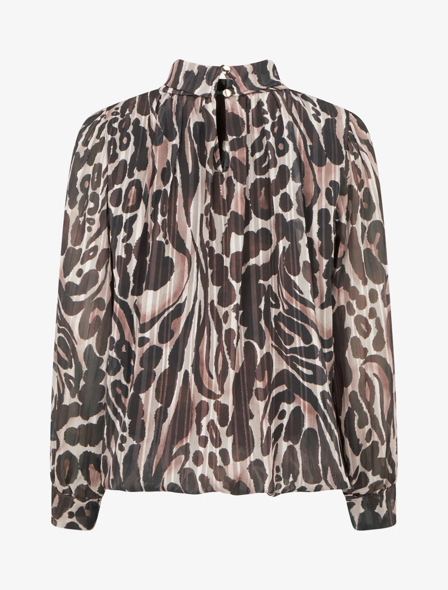 Blouse van voile met luipaardprint - Bruin - Image 2