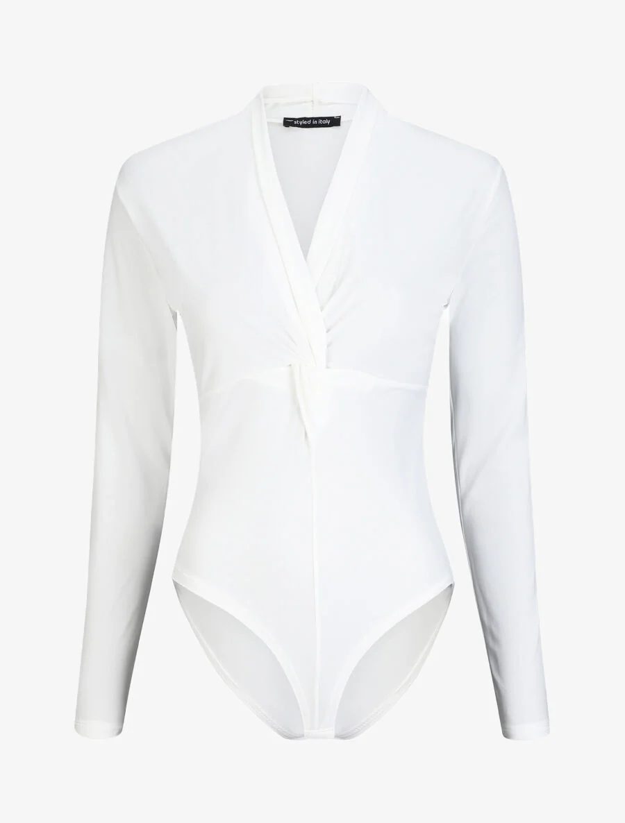 Body met knoop kraag stijl - Wit