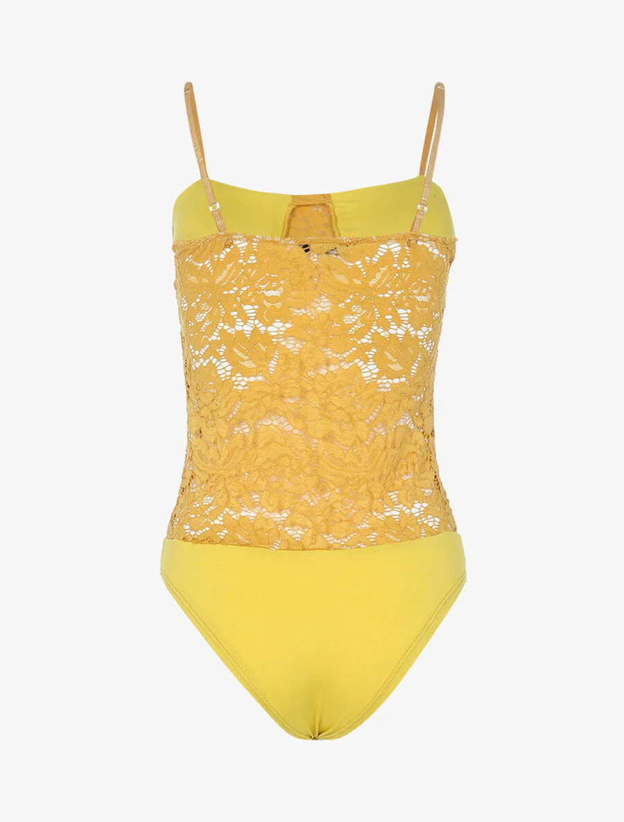 Body van geschulpte kant - Geel - Image 2