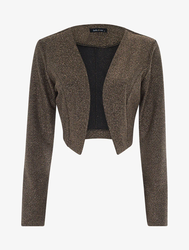 Iridescente bolero met asymmetrische panden - goud/zwart