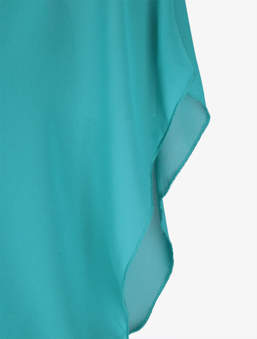 Bovenkant eenkleurige korte mouwen vleermuis - Turkoois blauw - Image 3