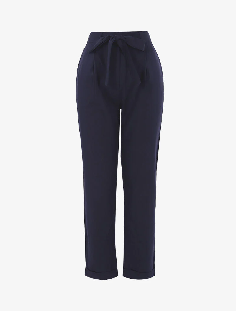 7/8 satijnen effect broek - marineblauw