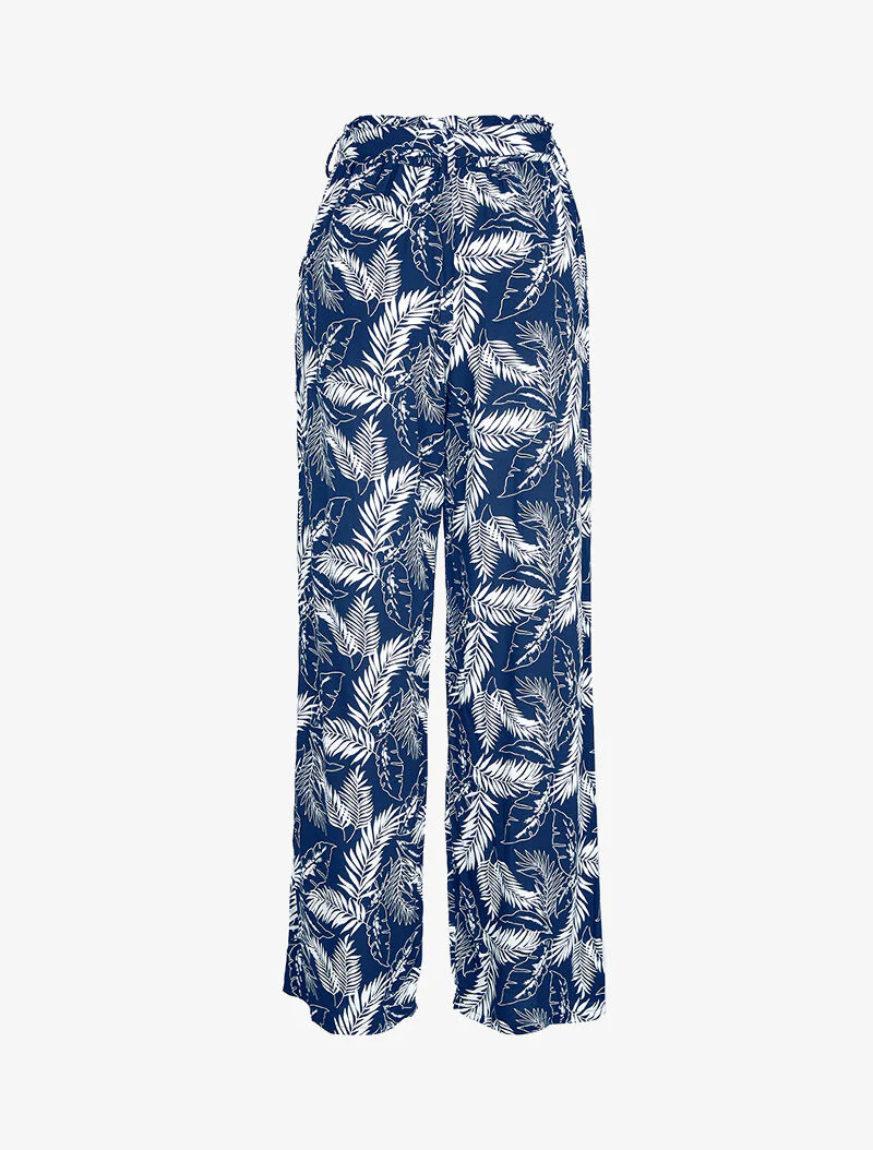 Broek met bladprint - marine - Image 2