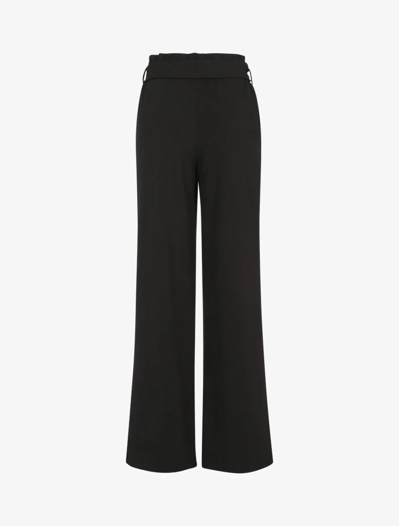 Wijde broek met volant taille - zwart - Image 2