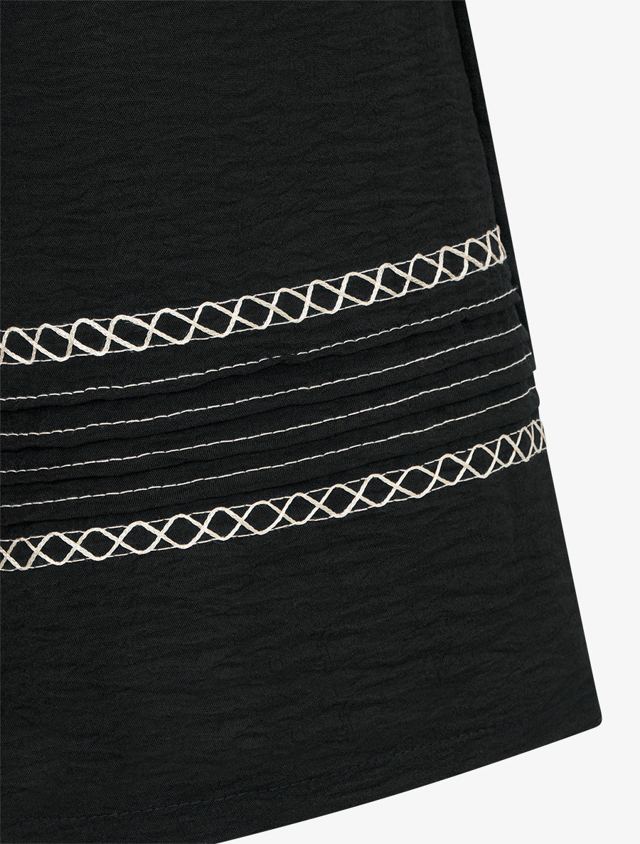 Broek met geborduurde randen - Zwart - Image 3