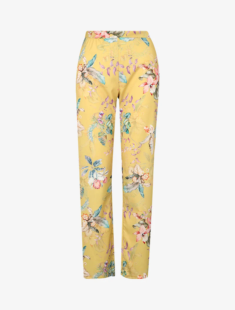 Broek met opengewerkte prints - Geel