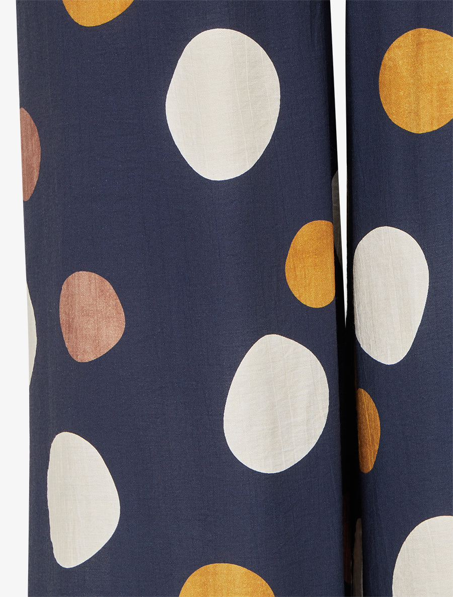Broek met ronde print en elastische hoge taille. - Marine - Image 3
