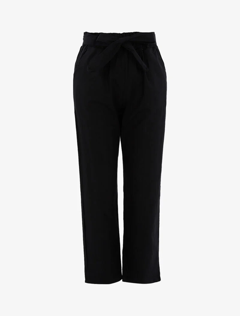 Wijde broek met canvas effect - zwart