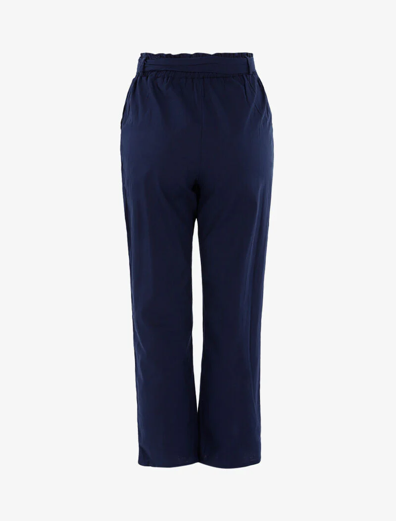 Wijde broek met canvas effect - indigo blauw - Image 2