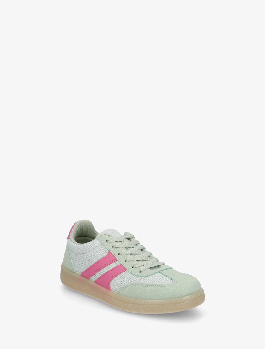 Canvas en suède sneakers - Amandelgroen - Image 2