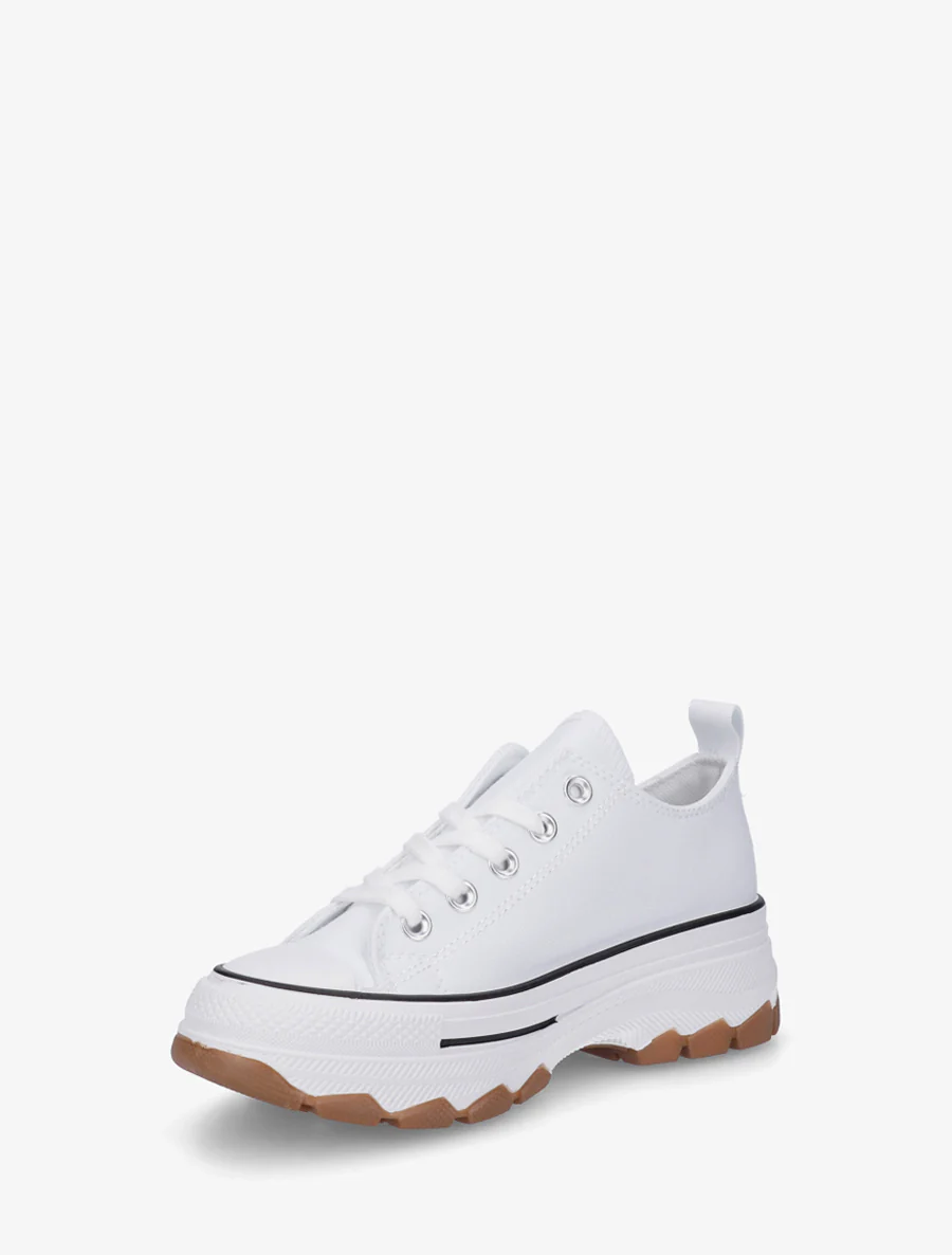 Canvas sneakers met een geprofileerde zool - Wit - Image 3