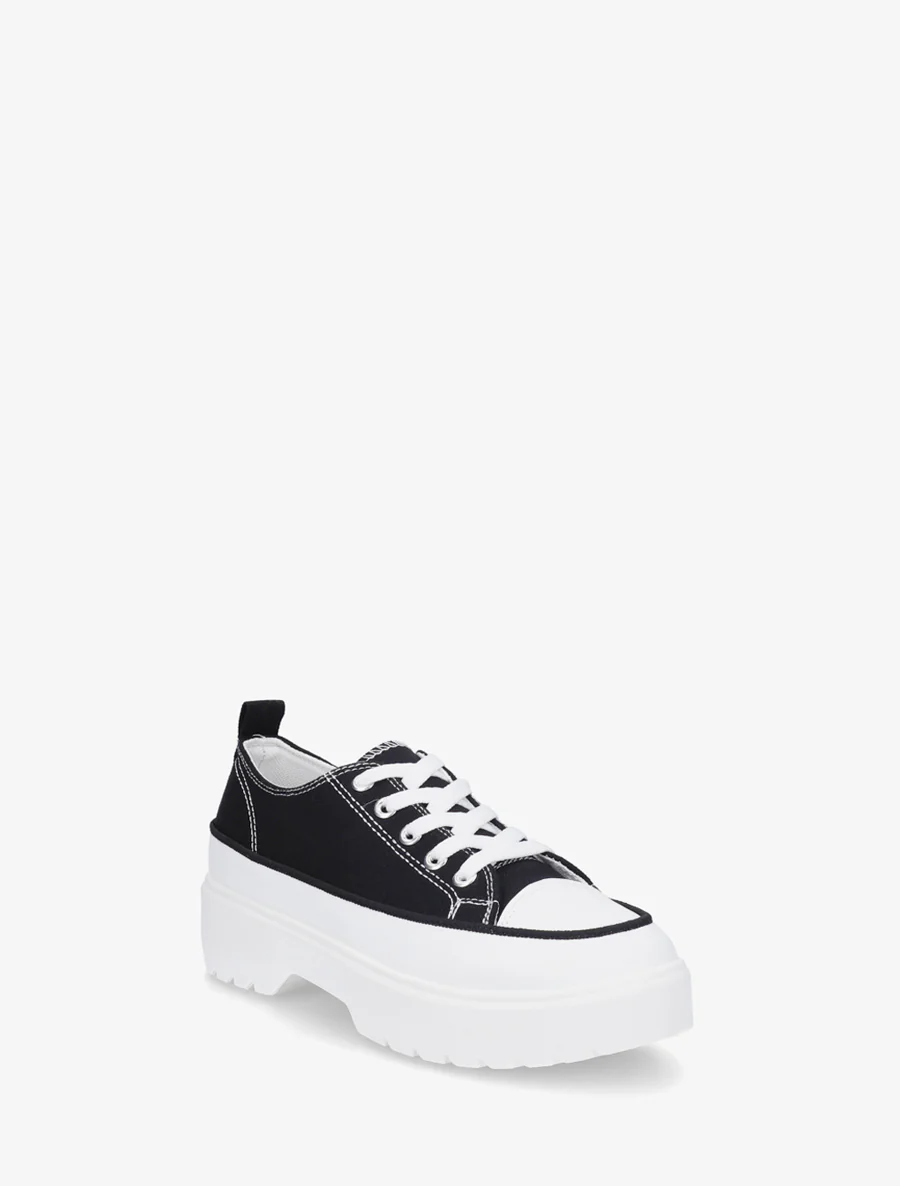 Canvas sneakers met plateauzool - Zwart - Image 2