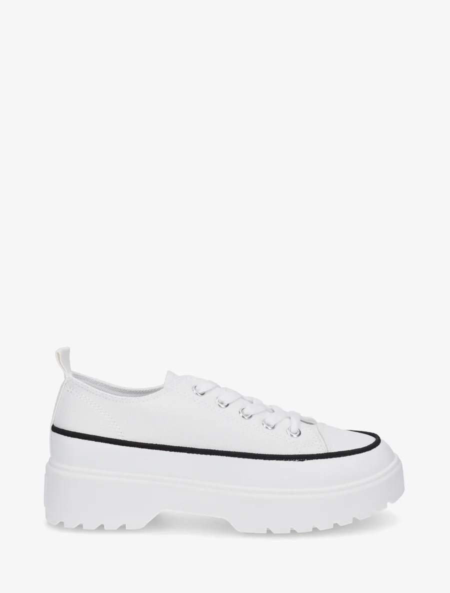 Canvas sneakers met plateauzool - Wit