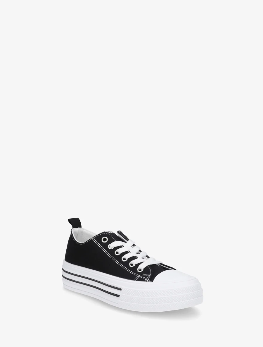Canvas tennisschoenen met ronde neus - Zwart - Image 2