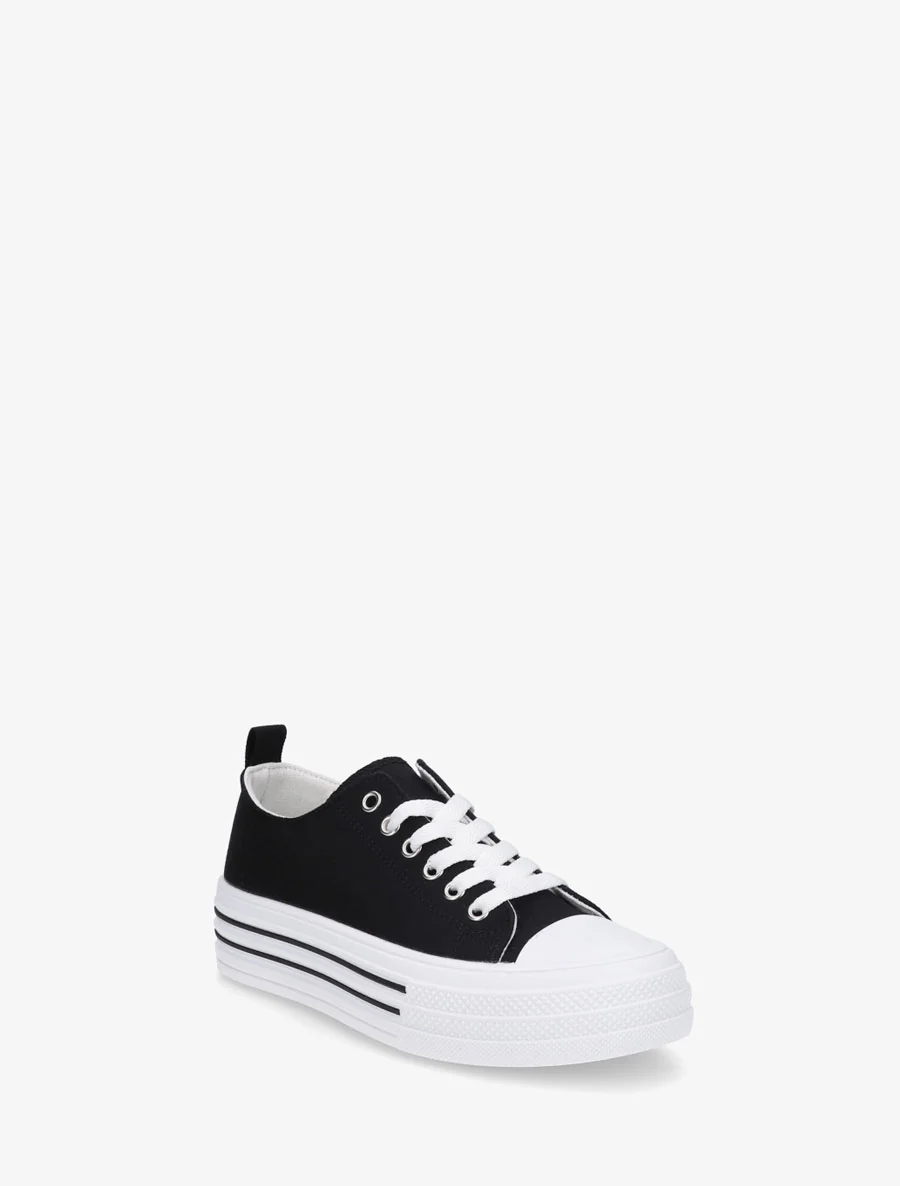 Canvas tennisschoenen met rubberen zool - Zwart - Image 2