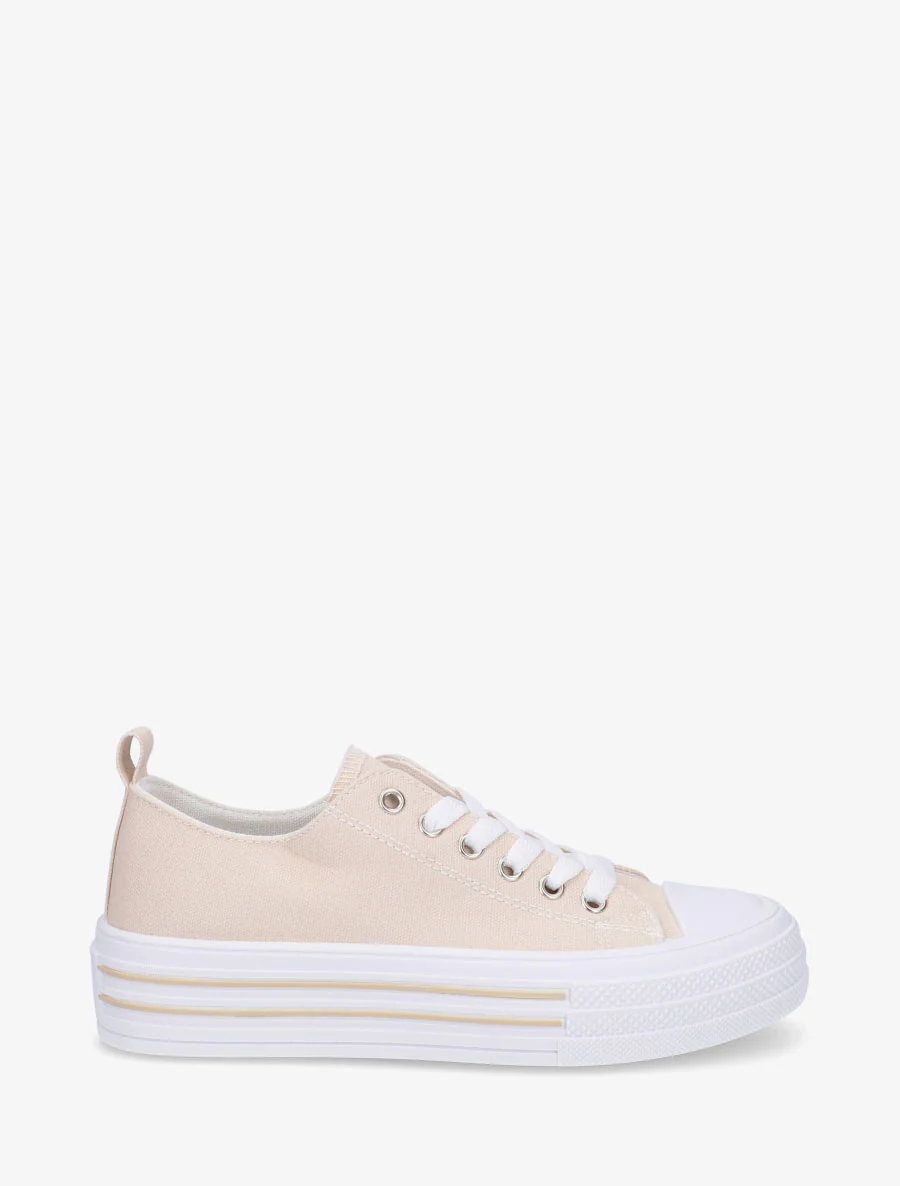 Canvas tennisschoenen met rubberen zool - Beige