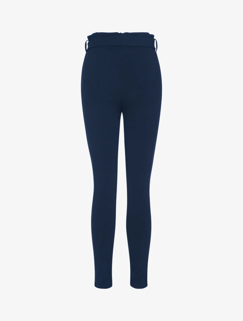 Broek met wortelpasvorm en volant taille - marineblauw - Image 2