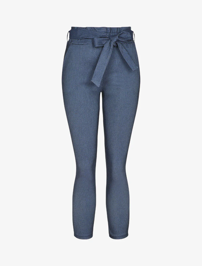 Carrotbroek met elastische en geplooide taille - Jeansblauw
