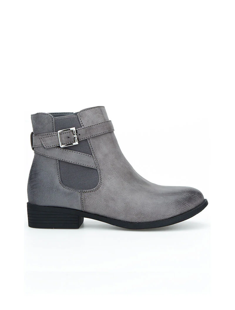 Chelseas laarzen met twee materialen decoratieve riemen - grijs