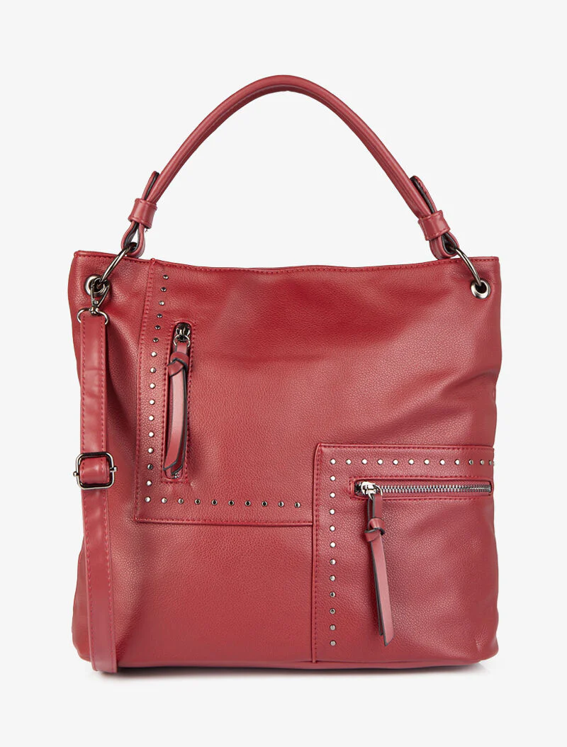 Gespijkerde shopper Katia - Rood