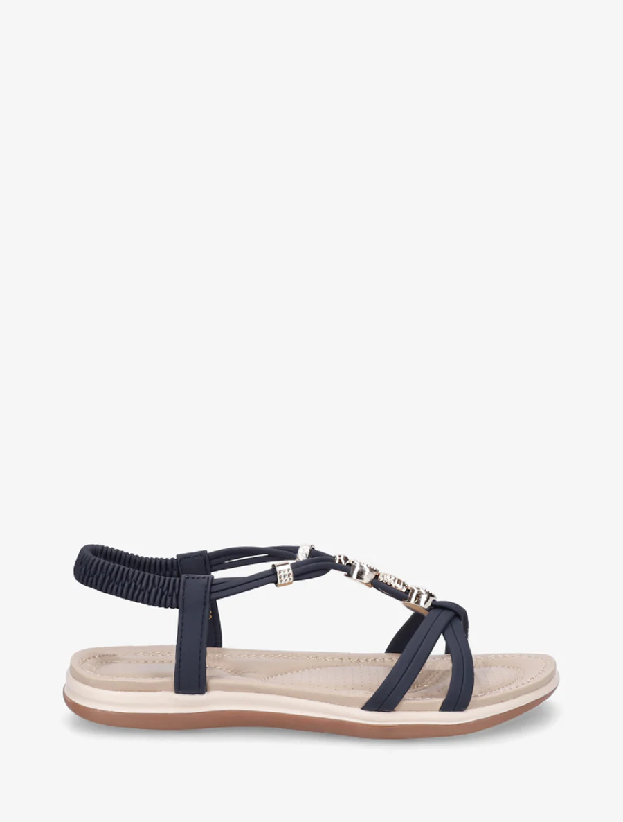 Comfortabele sandalen met elastische enkelband - Marine