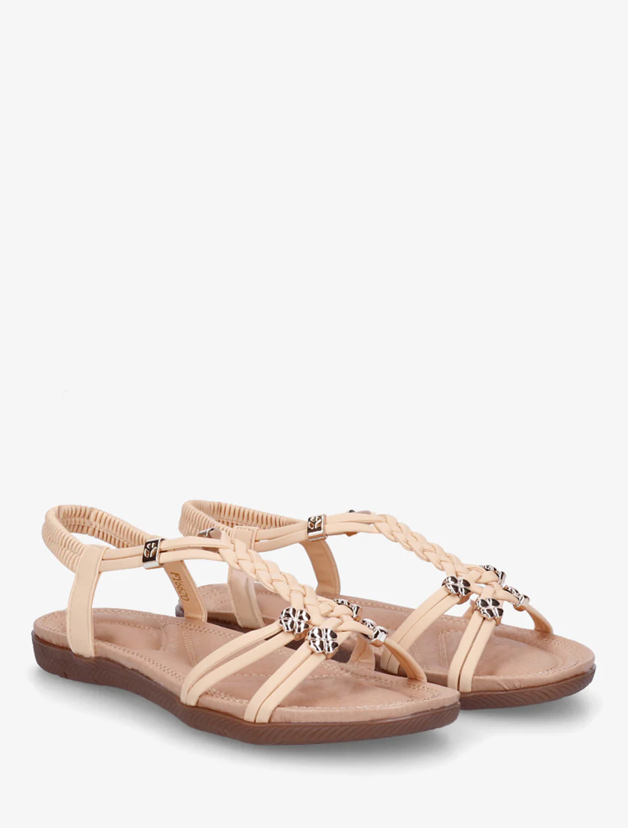 Comfortabele sandalen met sierstenen inzet. - Zalmroze - Image 4