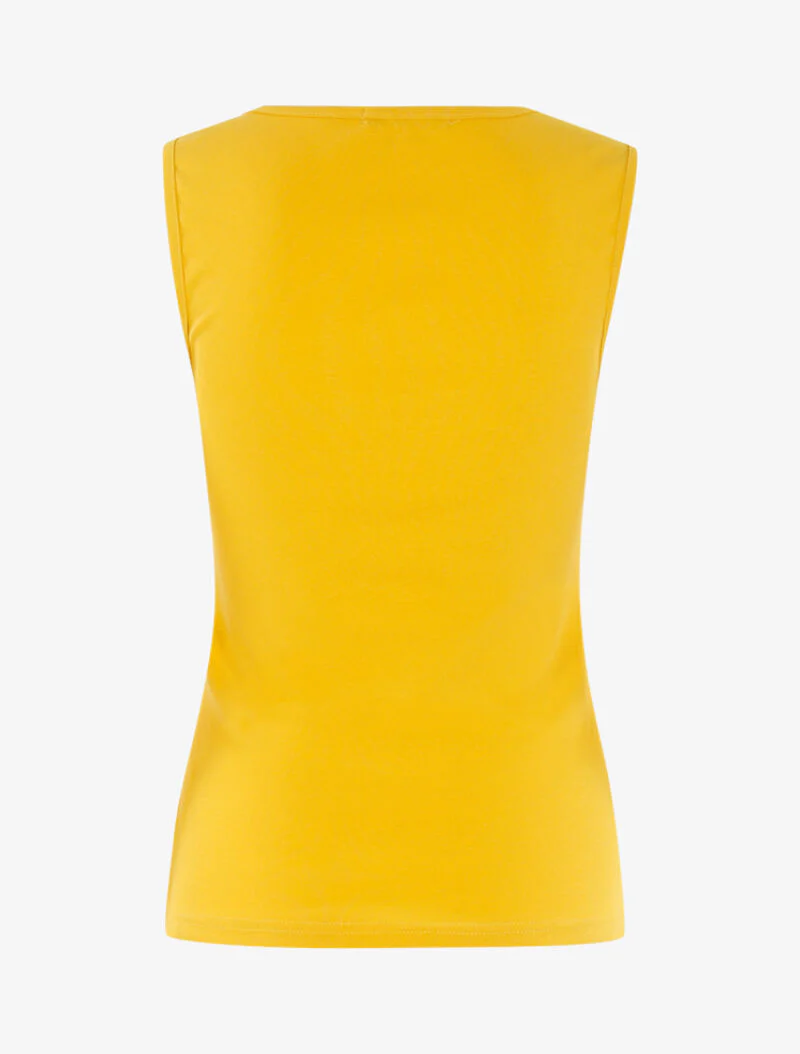 Mouwloos shirt met kanten borststuk - mosterdgeel - Image 2