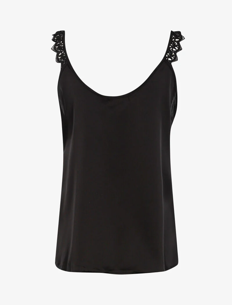 Tanktop met bandjes en haakdetails - zwart - Image 2