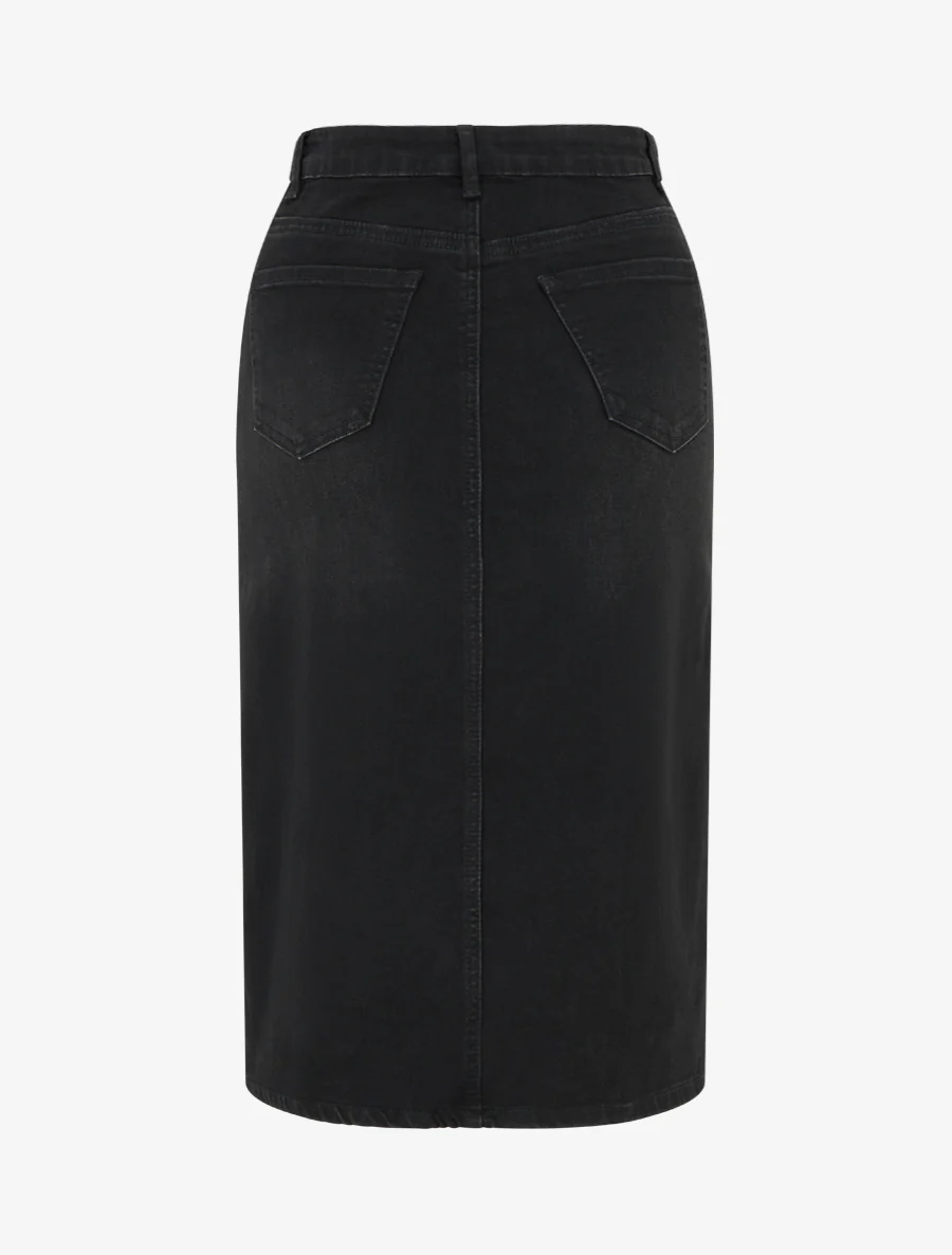 Denim kokerrok - Zwart - Image 2