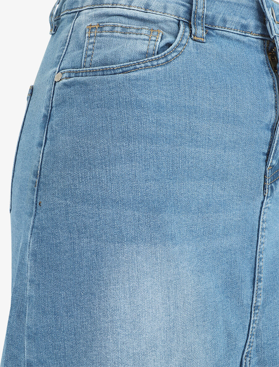 Denim rok met split aan de voorkant - blauw - Image 3
