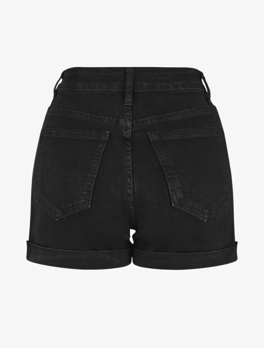 Denim shorts met zomen - zwart - Image 2