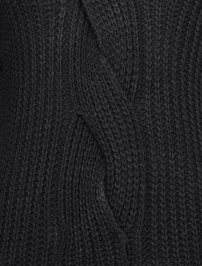 Dik gebreide trui met gevlochten detail aan de voorkant - Zwart - Image 3