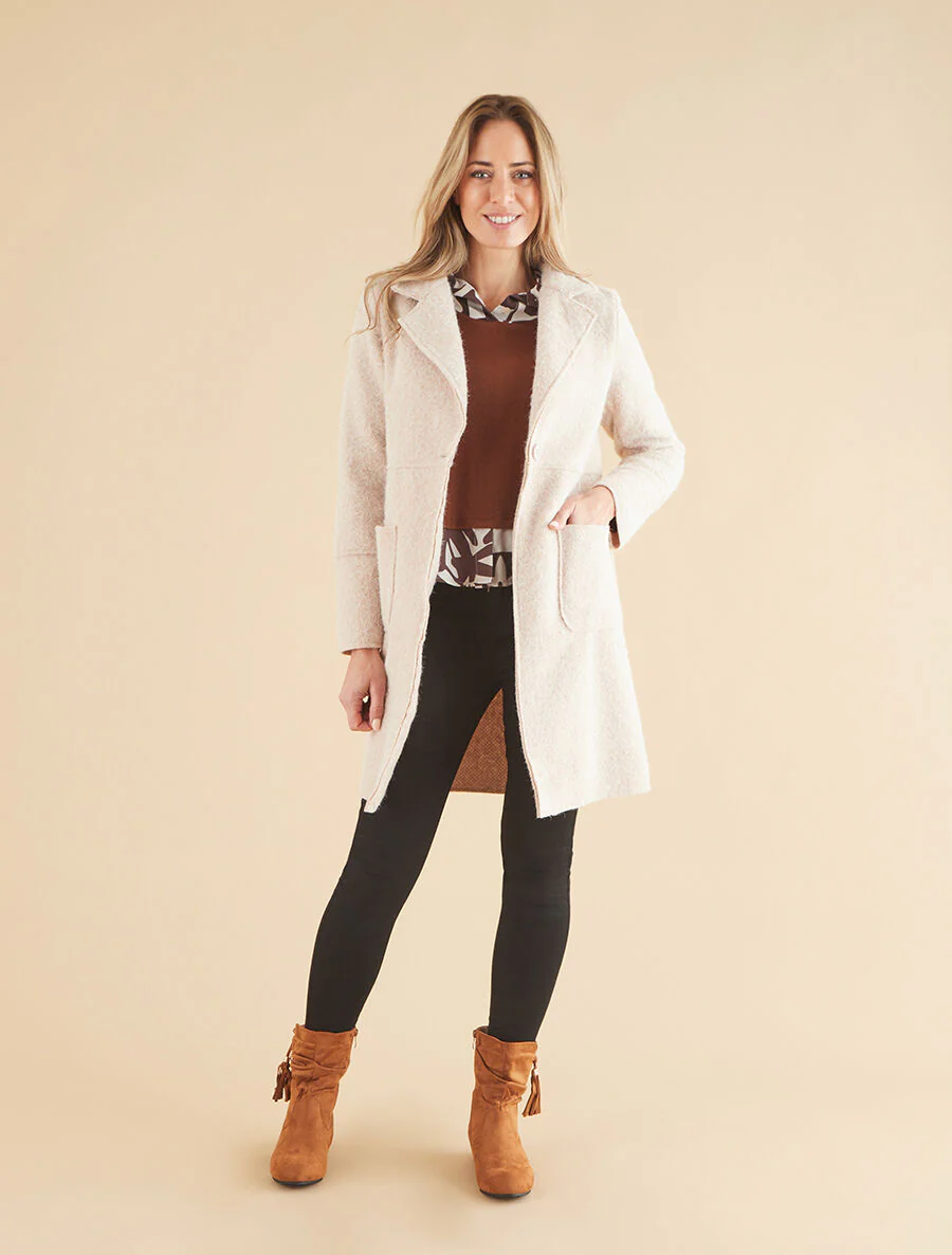 Donzige lange jas - Beige - Image 4