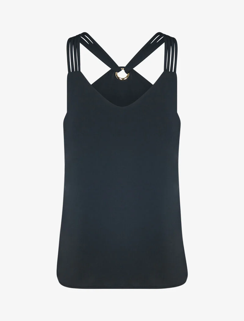 Doorschijnende tanktop met racerback - zwart