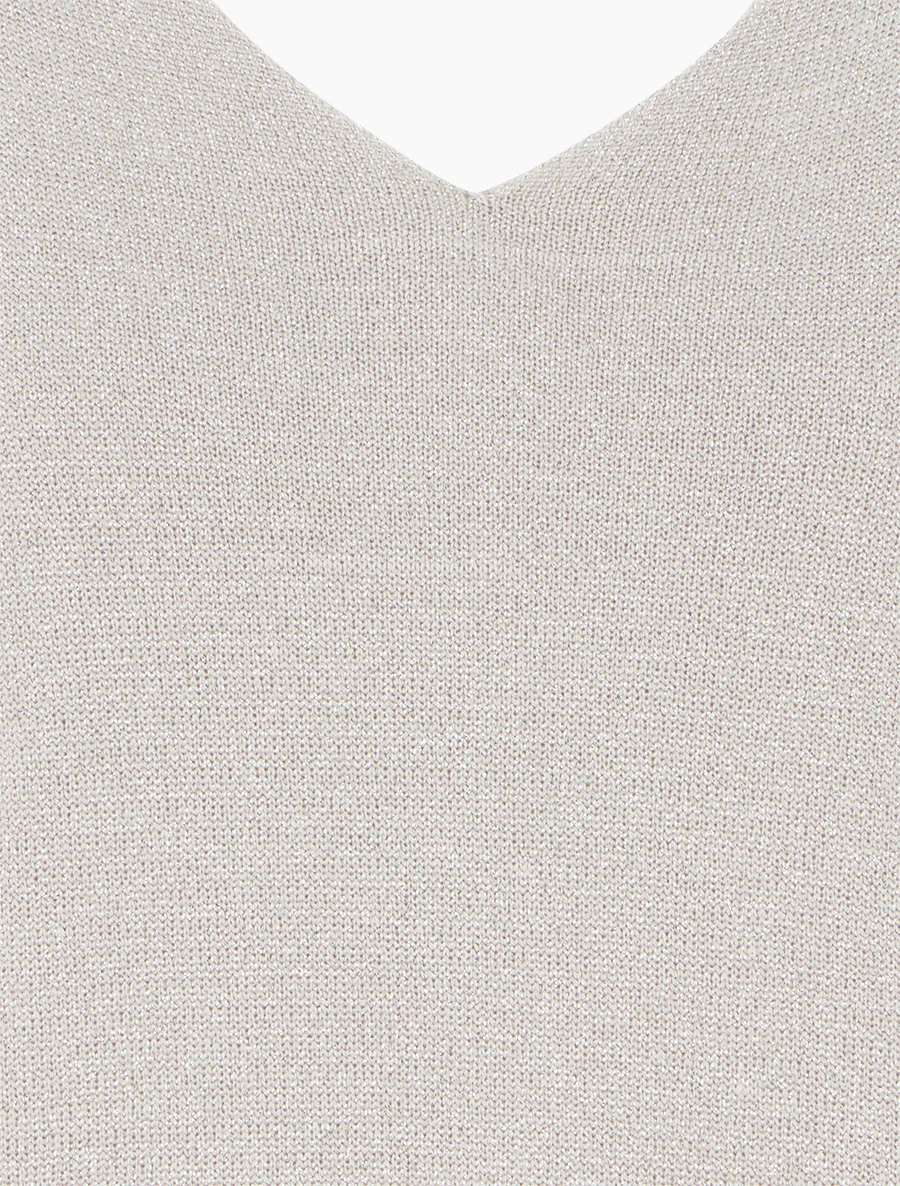 Dunne glinsterende trui met 3/4 mouwen - Beige - Image 3