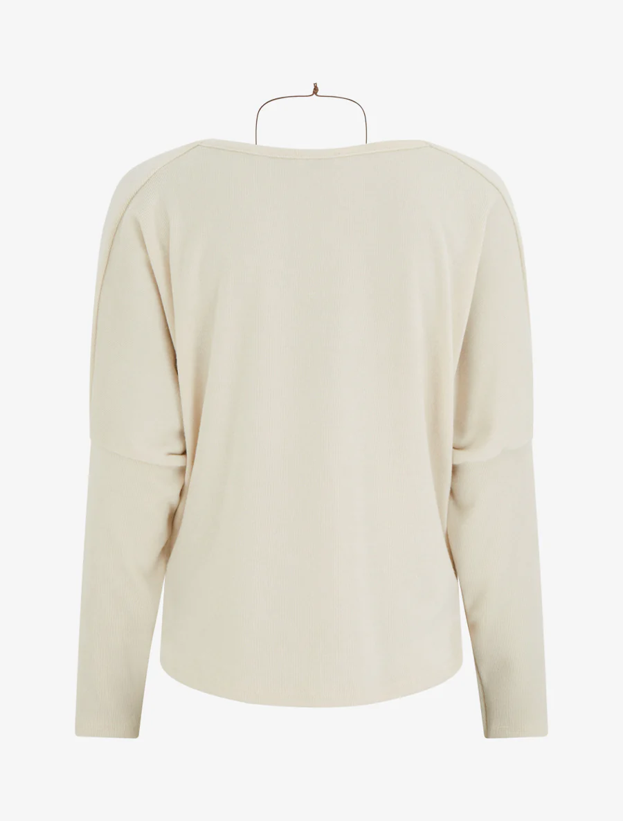 Dunne trui met vleermuismouwen en watervalhals. - Beige - Image 2