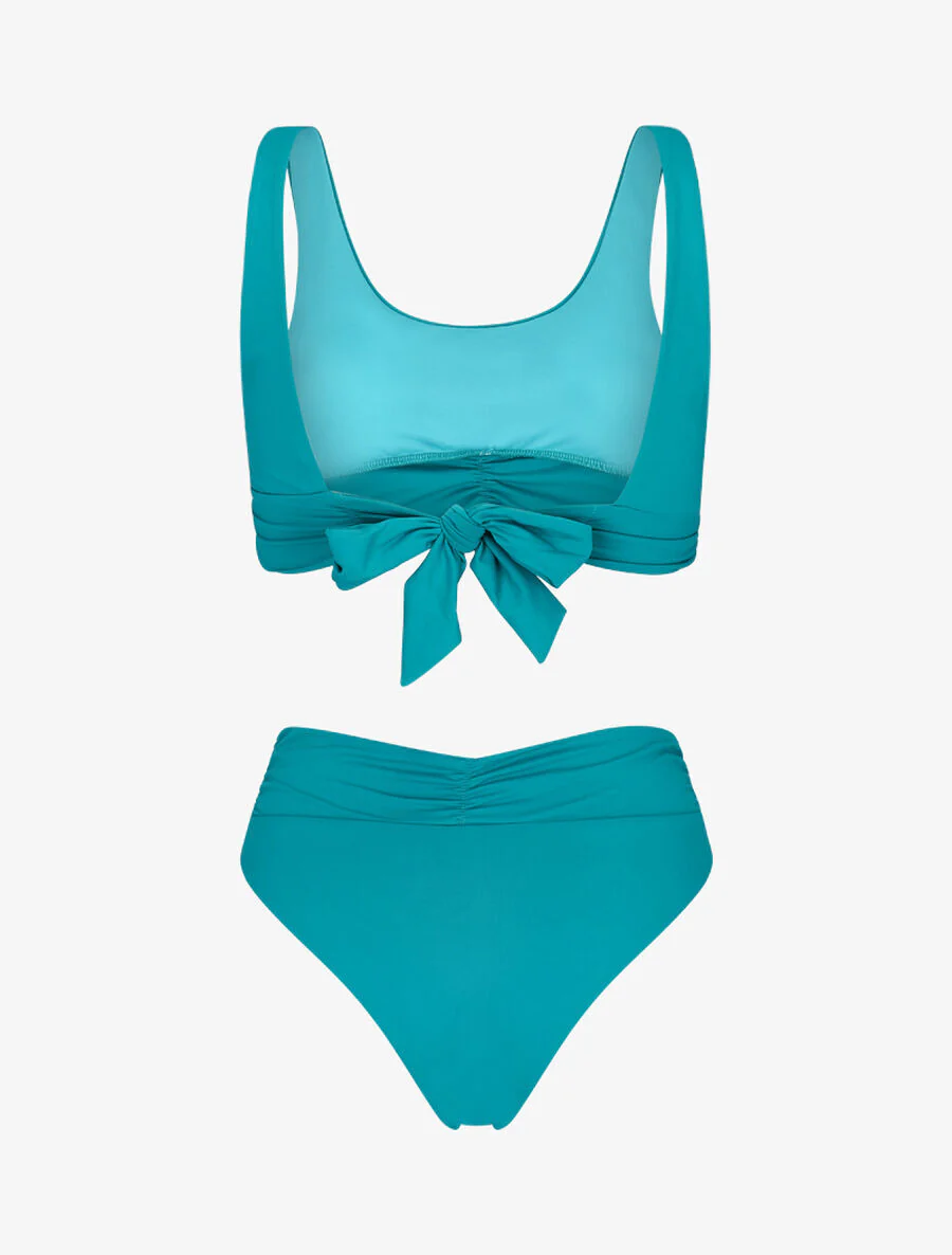 Eenhoorn hoge taille V-vorm bikini - Blauwgroen - Image 2