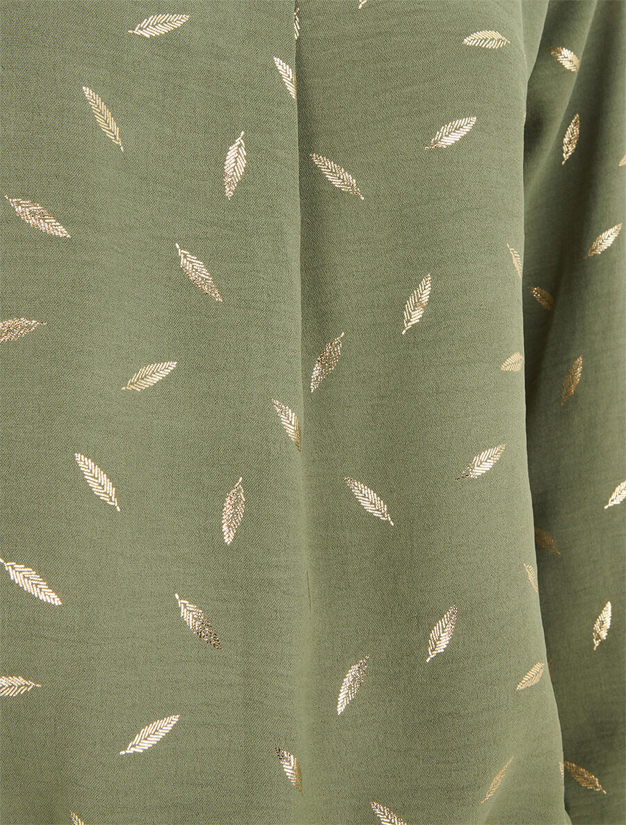 Effen blouse met iriserende veren - Kakigroen - Image 3
