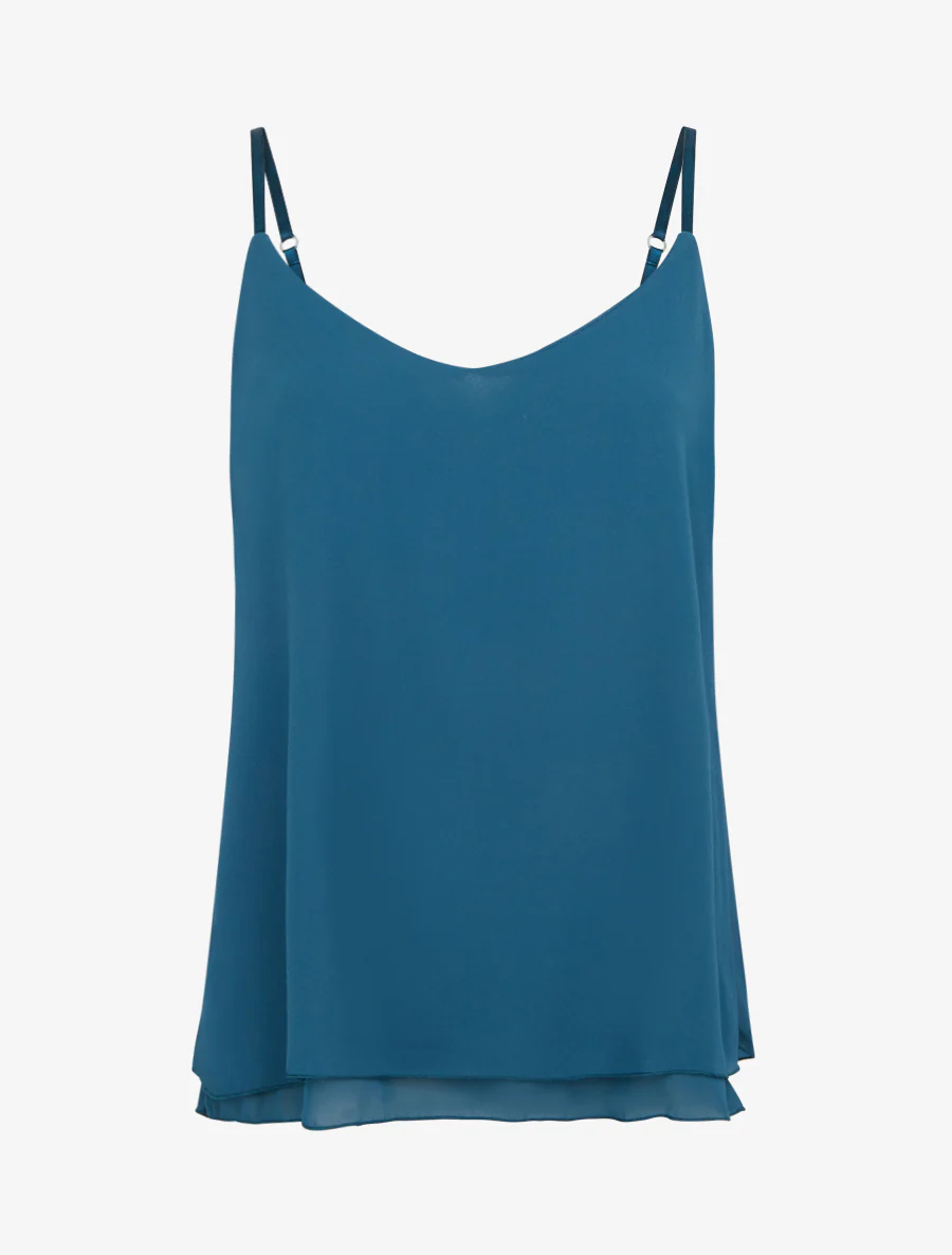 Effen caraco van dubbele voile - Eendenblauw