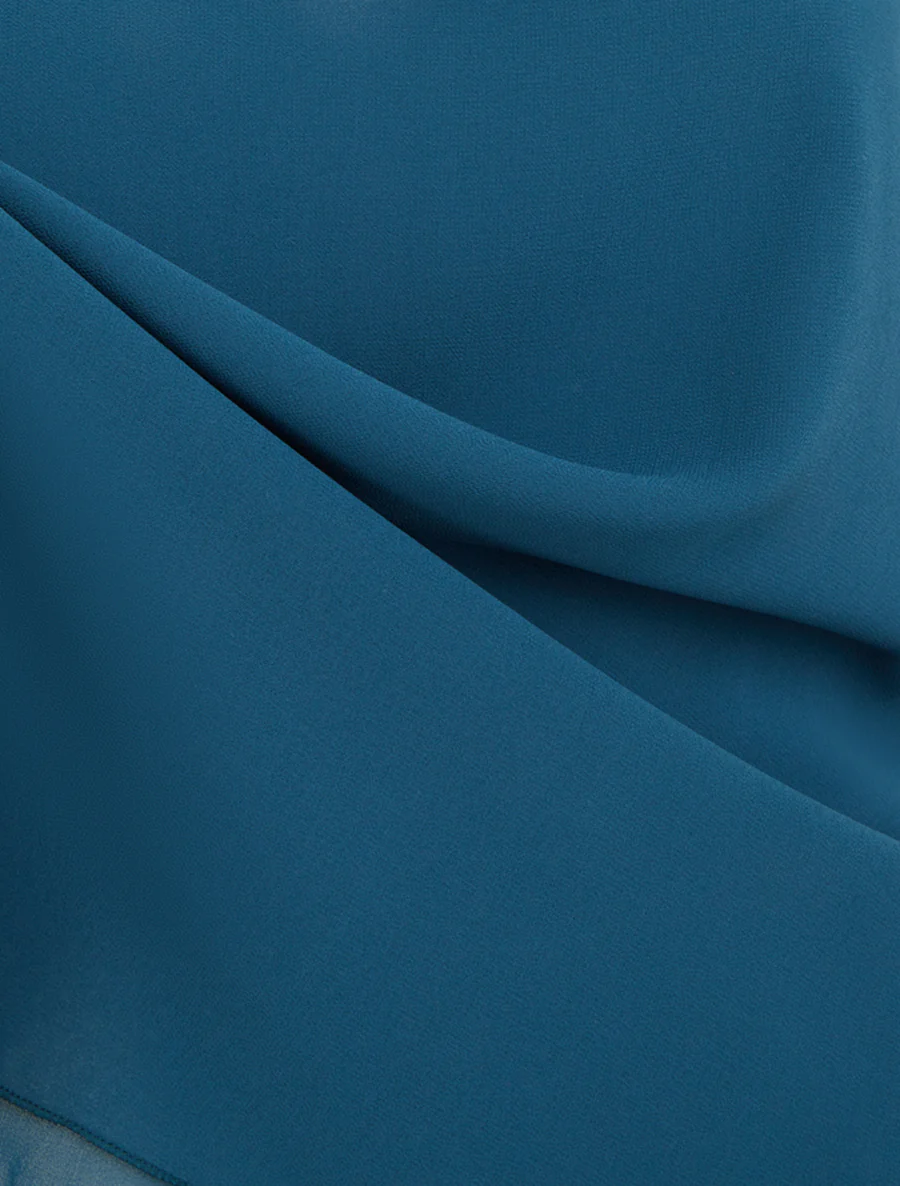 Effen caraco van dubbele voile - Eendenblauw - Image 3