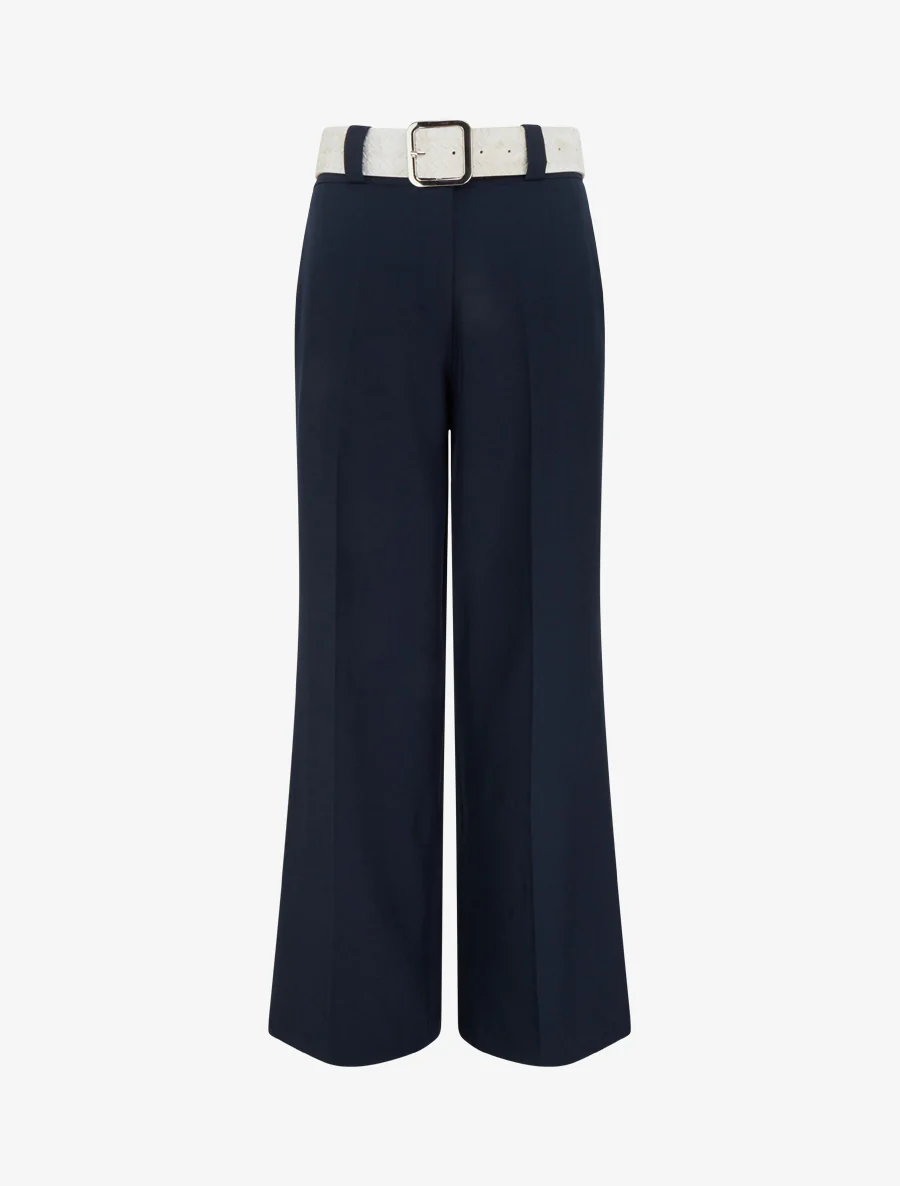 Effen elastische broek - Marine