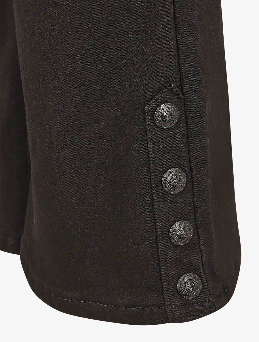 Effen flare jeans met sierknopen - Zwart - Image 3