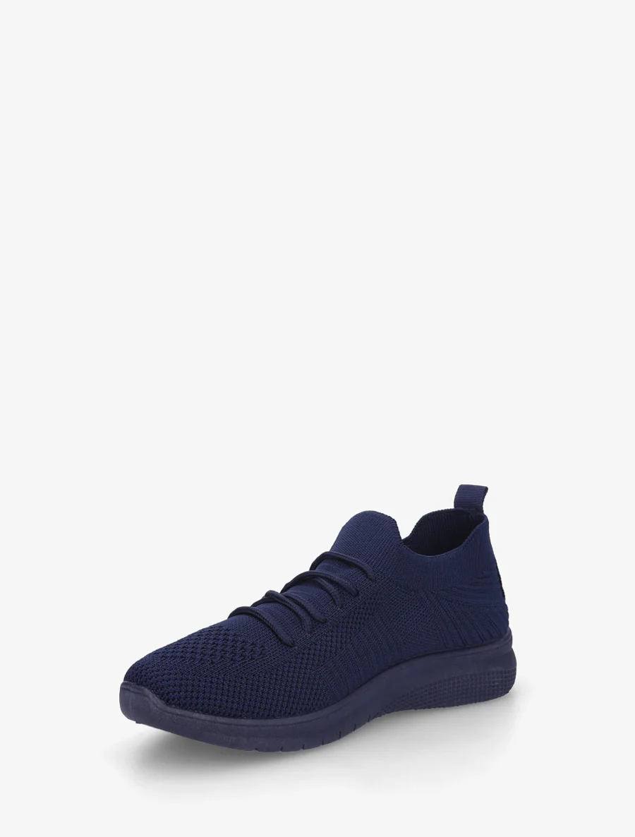 Effen gebreide sneakers - Marine - Image 3