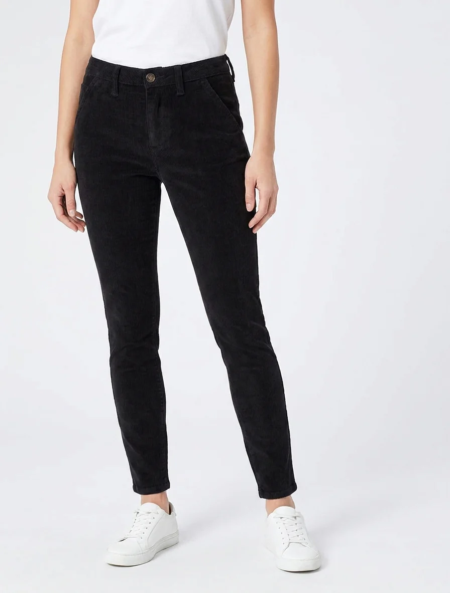 Effen geribbelde broek - Zwart - Image 4