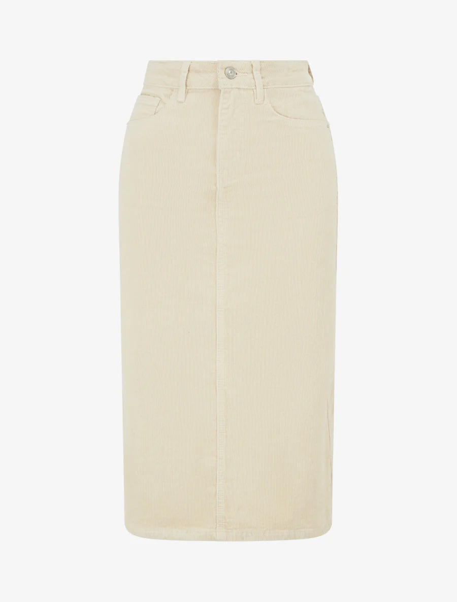 Effen geribde rok - Beige