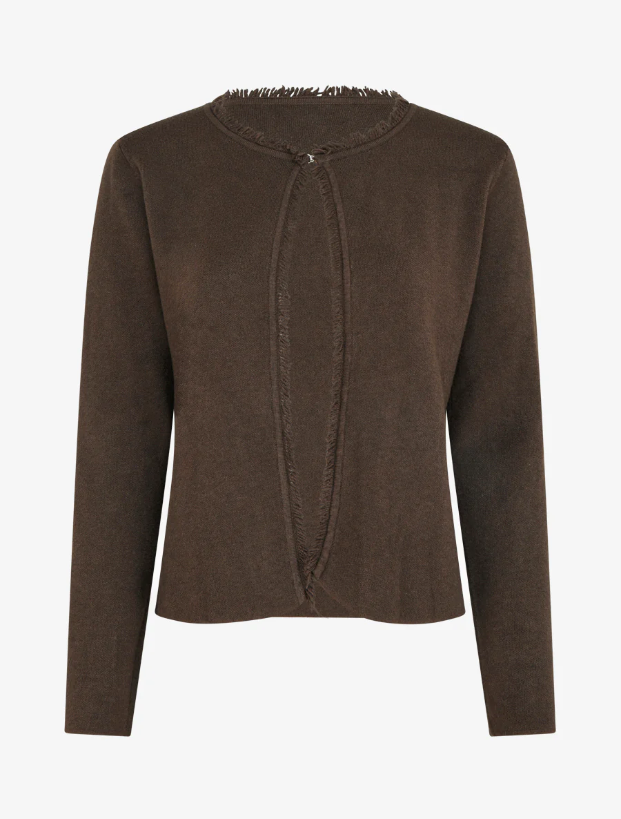 Effen gilet met rafelig detail - Bruin