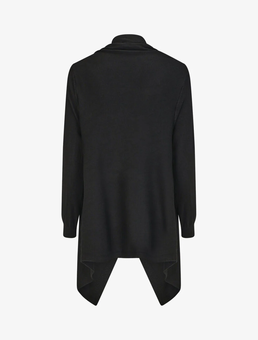 Effen halflang vest met geribde boorden - zwart - Image 2